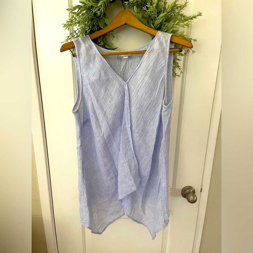 J. Jill Purejill 100% Linen Tank Top Light Blue/lavender